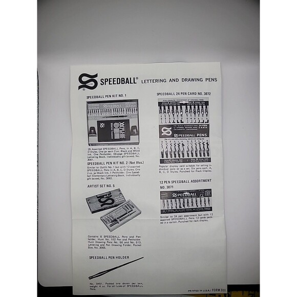 Pen Set Hunt Speedball # 5 Artist Calligraphy Lettering & Pen Drawing 3065 USA - Picture 6 of 7